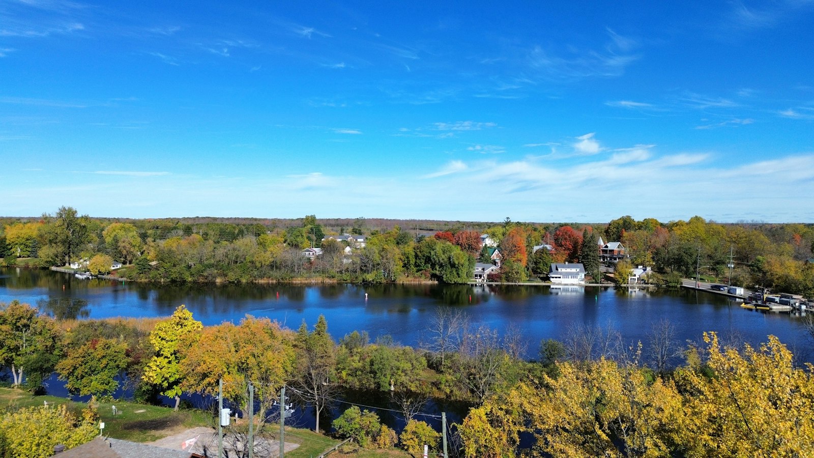 Autumn view over the Rideau River near Kemptville, Ontario