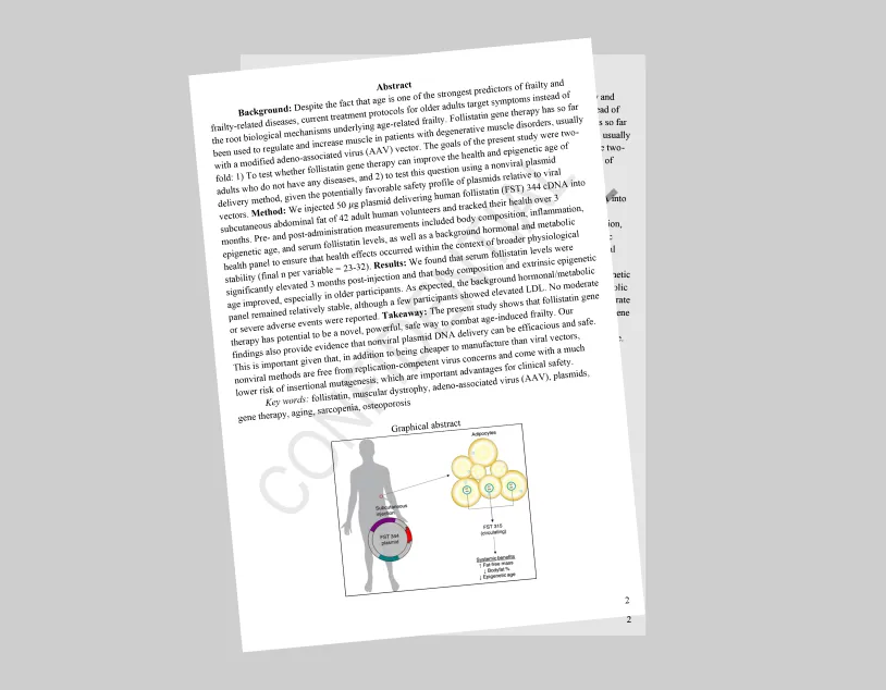 Cover page of the body composition and epigenetic age study