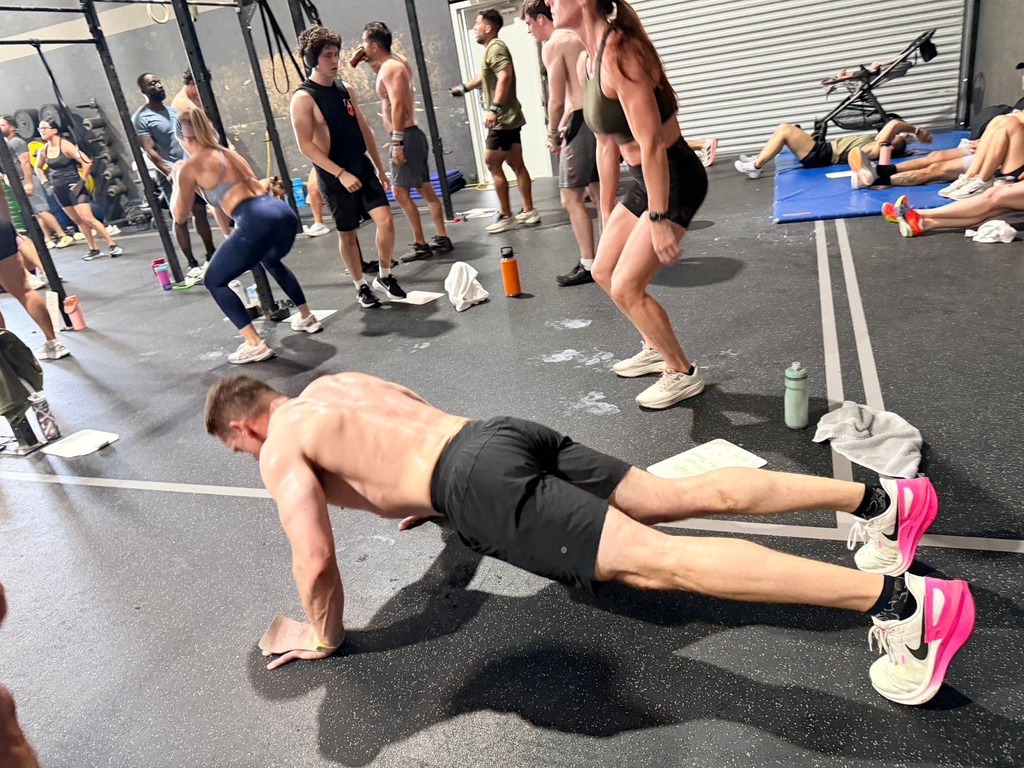 Bench Press, Push ups, Sit ups, Double Unders