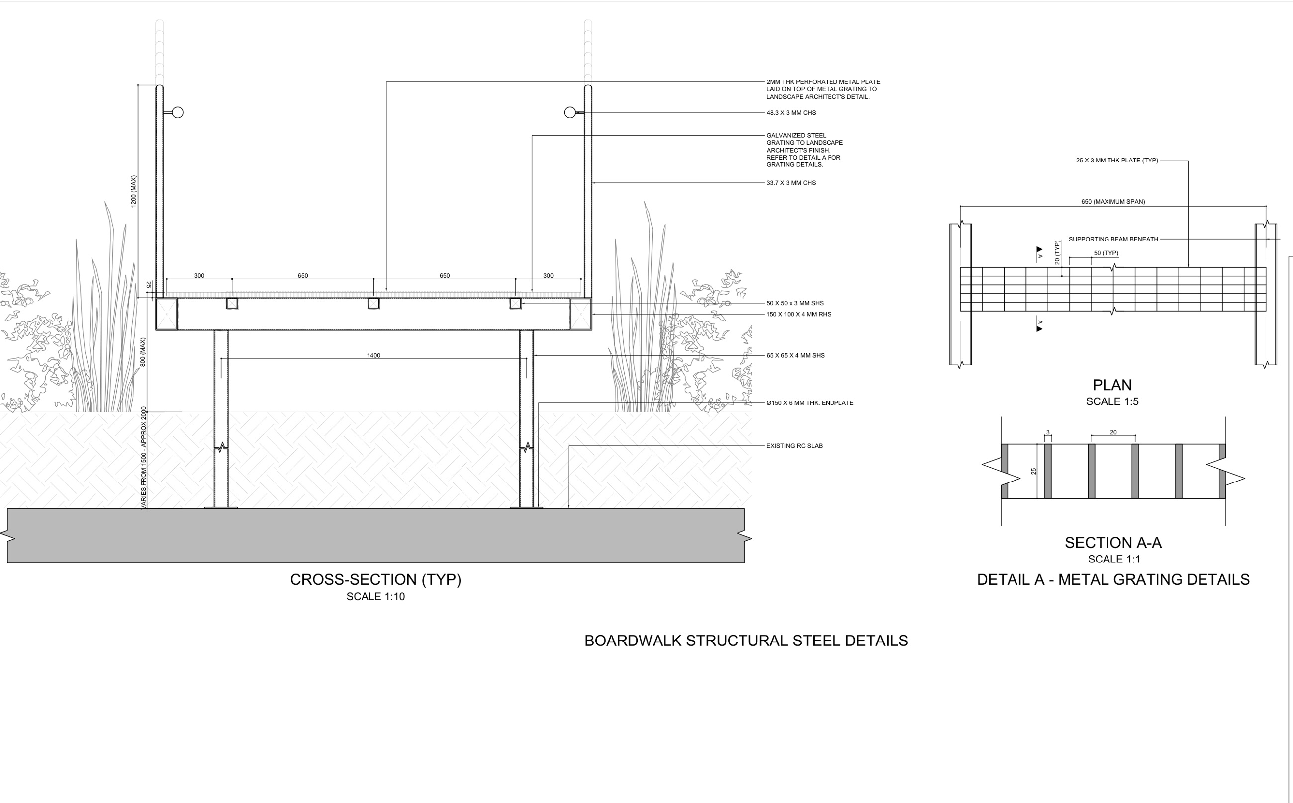 Supporting the boardwalk within the existing forest