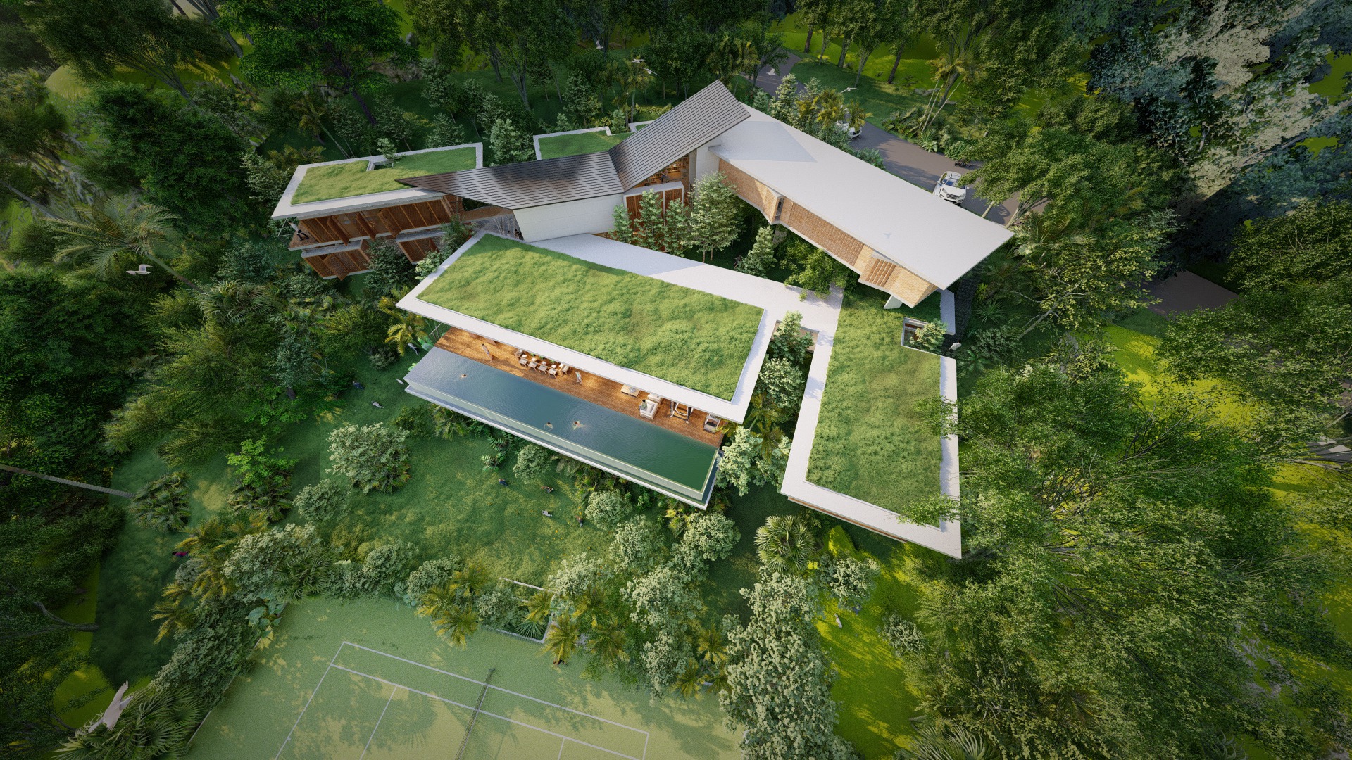 Perching concrete volumes above the hillside