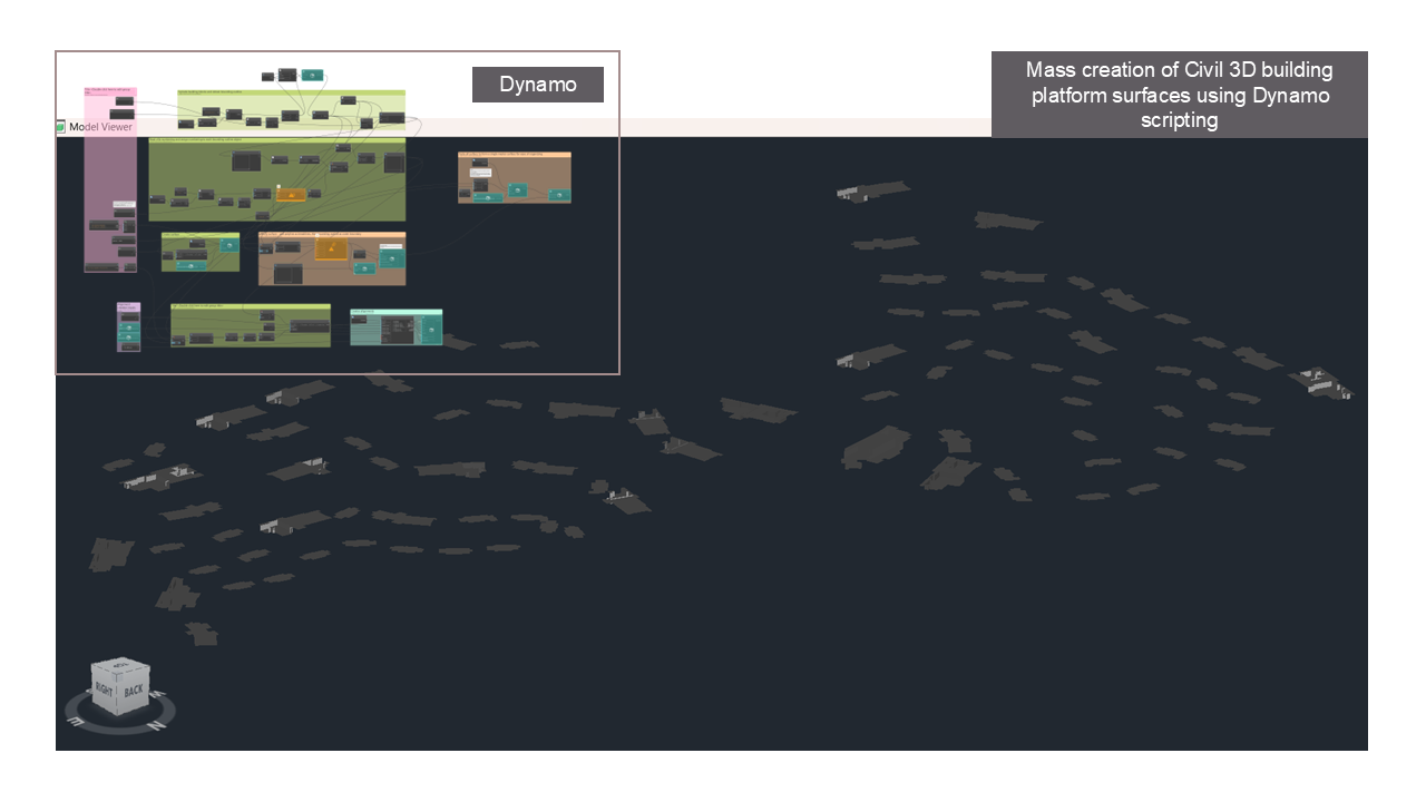 Mass creation of Civil 3D building platform surfaces using Dynamo scripting