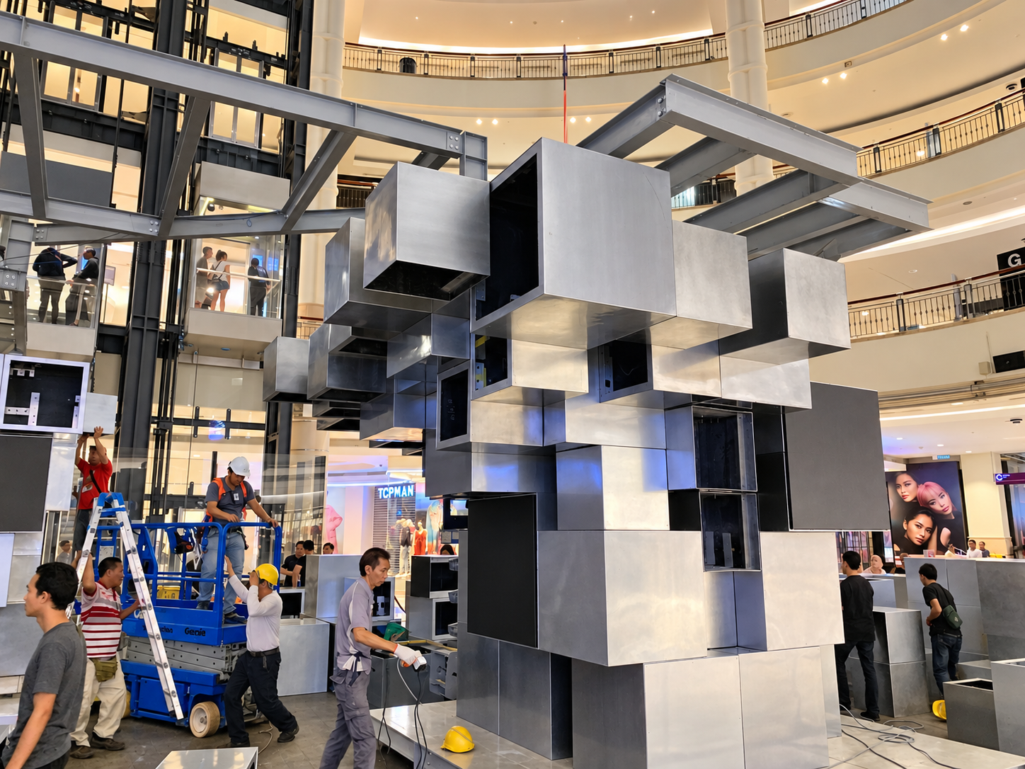 Assembly of the modular FRP cubes for Tree of Tales