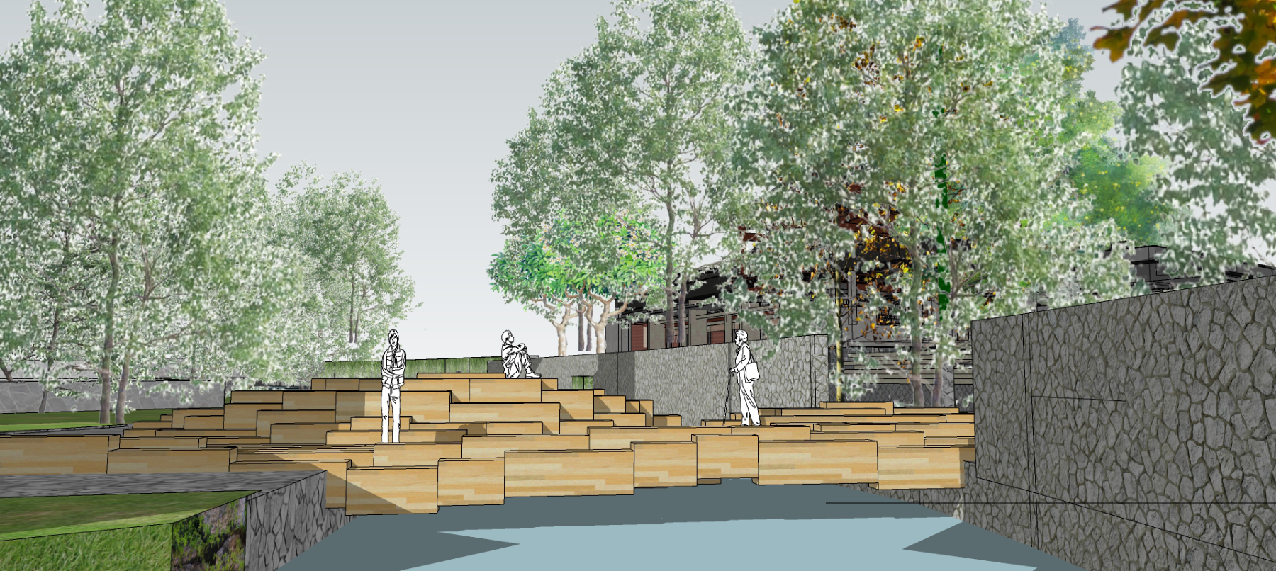 Jenga Bridge architectural illustration
