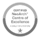 Badge icon with a circular border and text reading Board-certified periodontist and implant specialist badge