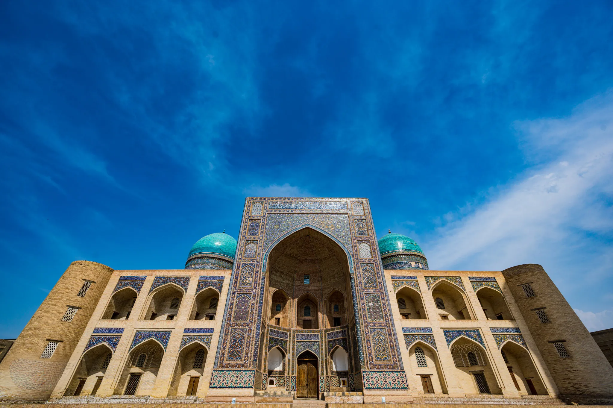 Kalyan Minaret and Mir-i-Arab Madrasa in Bukhara, Uzbekistan