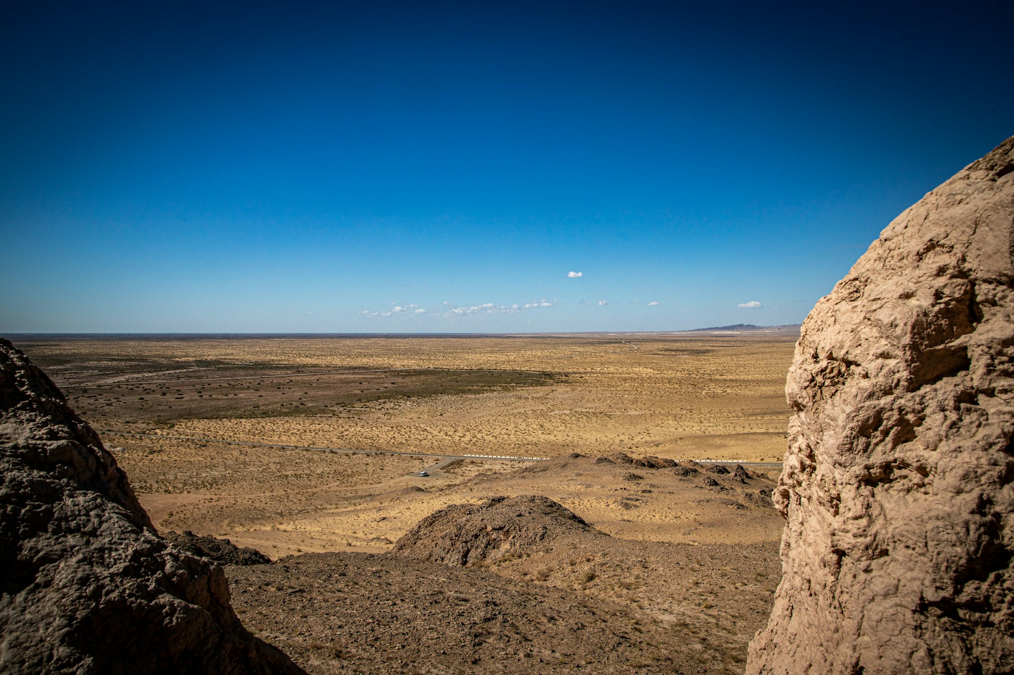 Open desert landscape in Uzbekistan