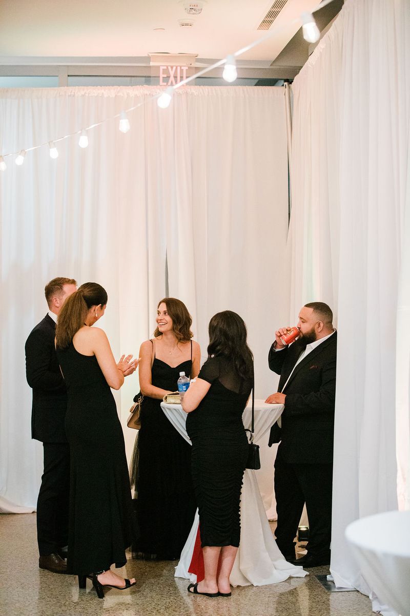 Guests talking after the film