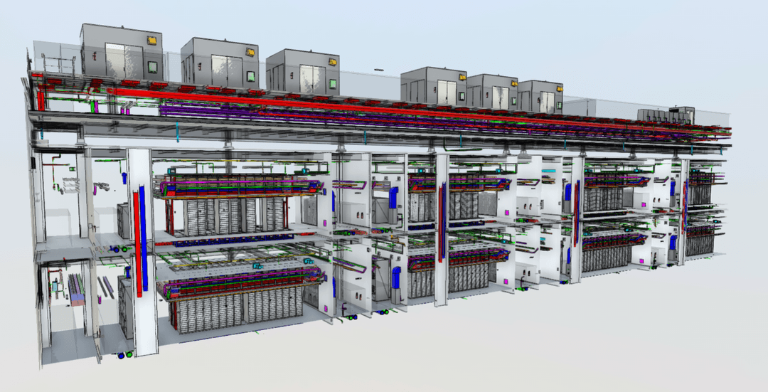 Data Center, Thailand: coordinated BIM model, section view