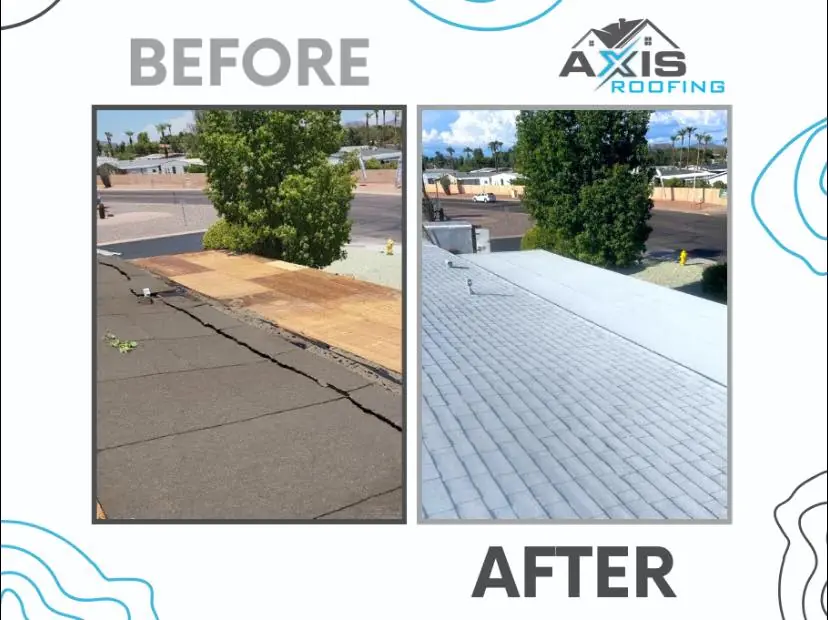 Before and after shingle roof in Gilbert