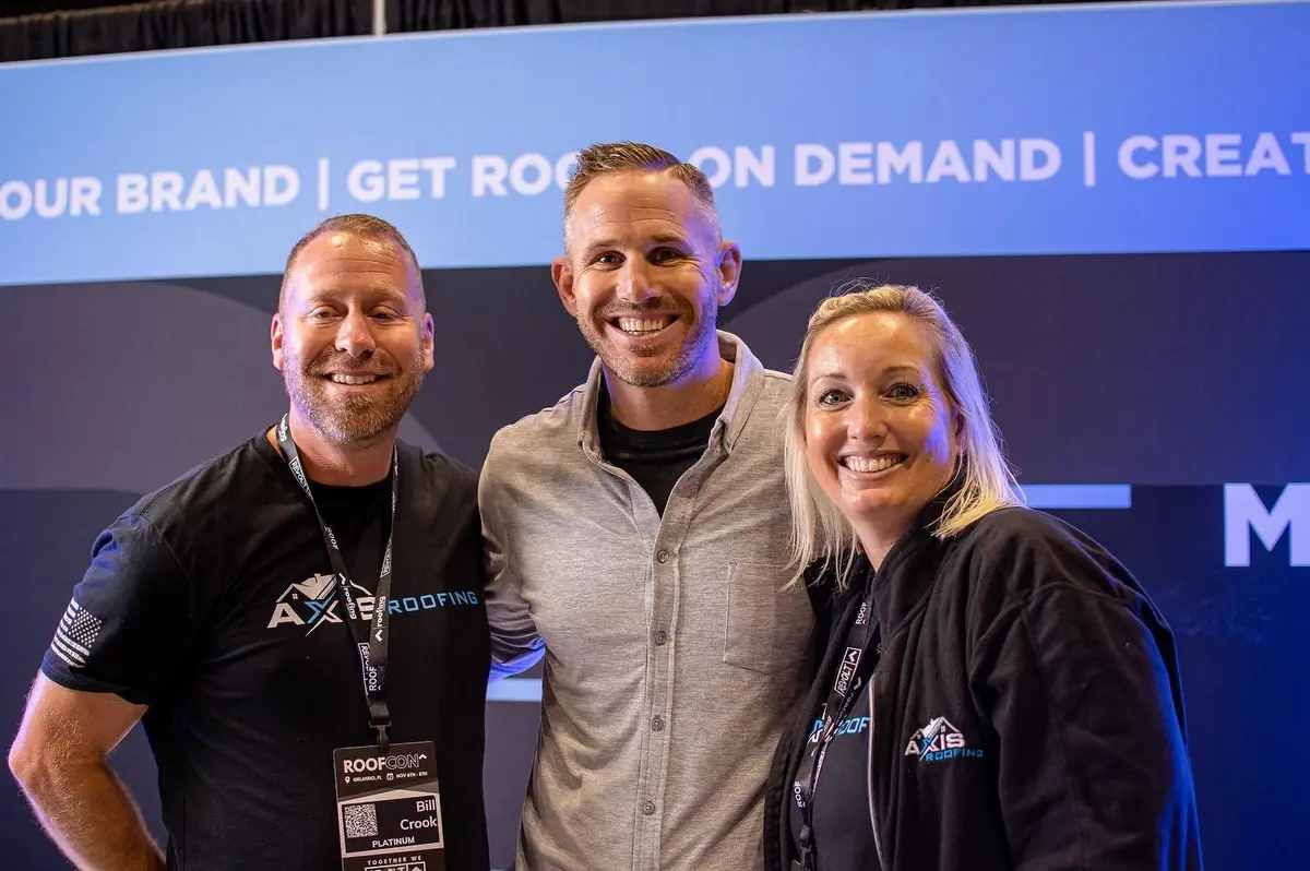 Bill and Rachel Crook, owners of Axis Roofing with social media expert at RoofCON 2022