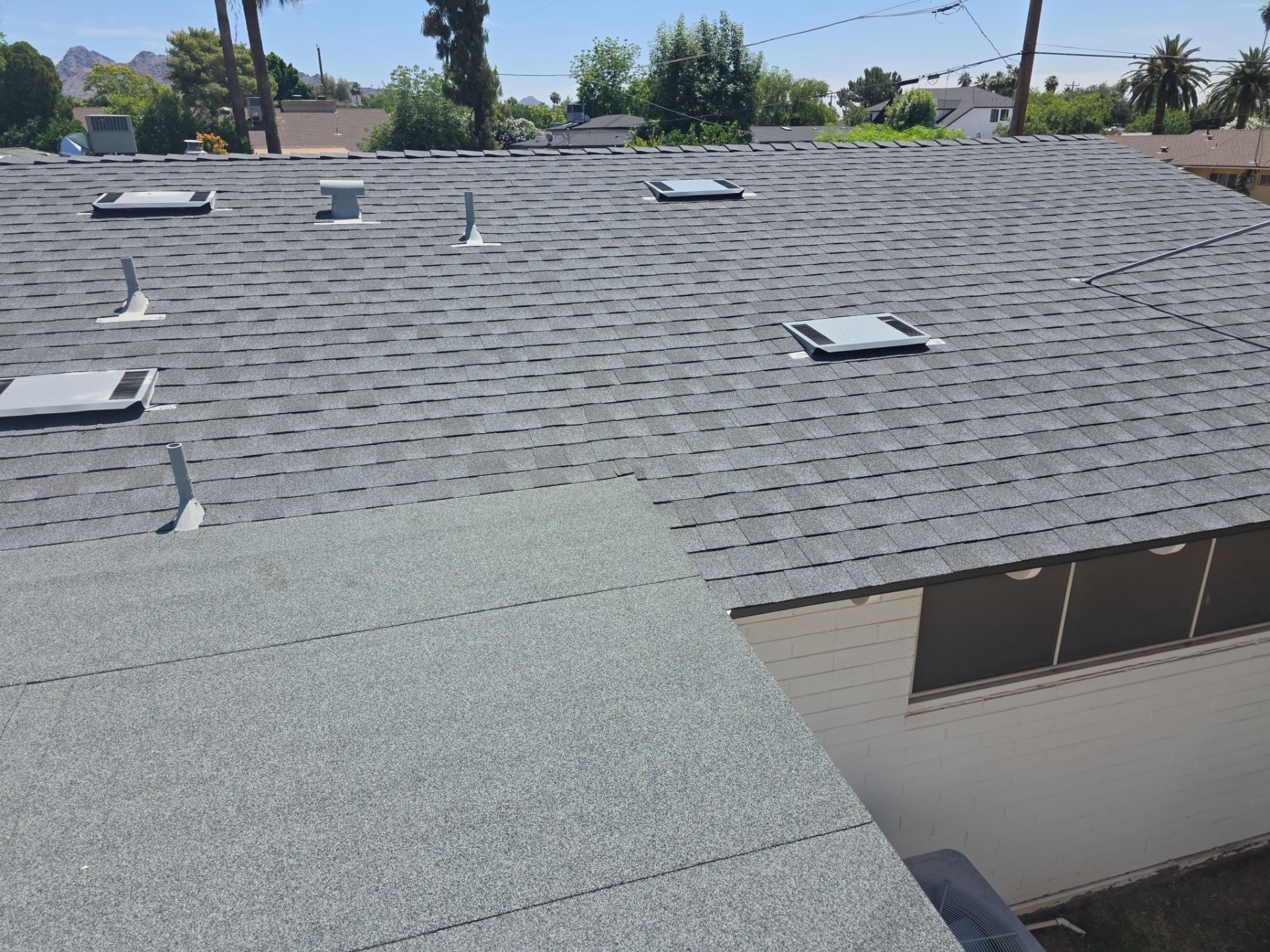 Shingle Roof Replacement with Chimney Flashing in Phoenix, AZ