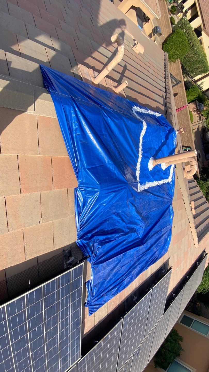 Concrete Tile Roof Tarp with Pipe Sealing in San Tan Valley, AZ