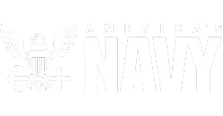 America Navy logo with eagle holding anchor beside bold text NAVY.