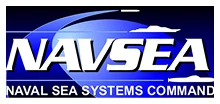 NAVSEA logo with a blue wave design and text Naval Sea Systems Command below.