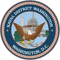 Seal of Naval District Washington with eagle, Capitol dome, Washington Monument, and Naval vessels.