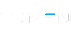LUMEN logo with a blue horizontal bar above the letter E.