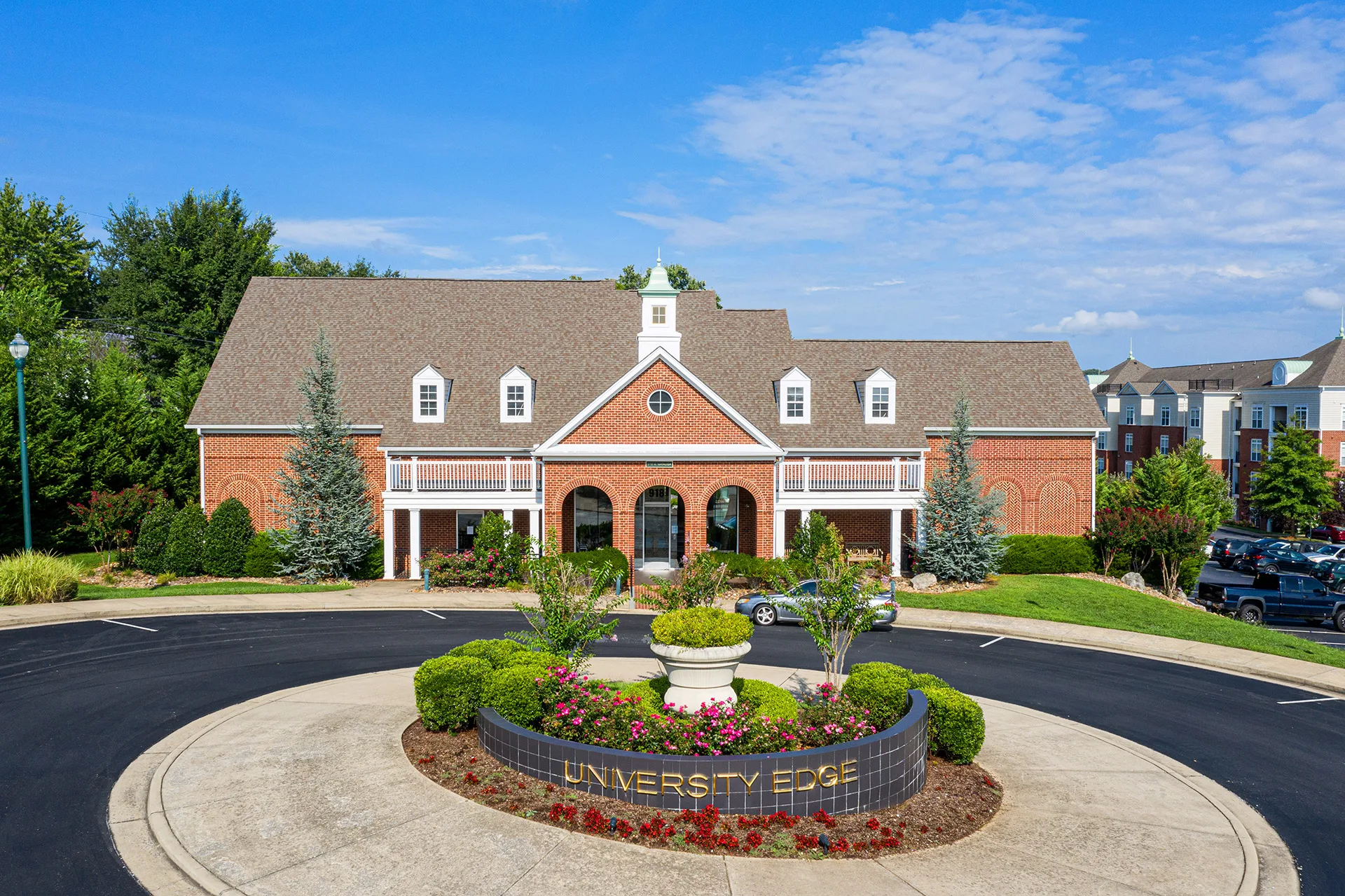 Exterior of property clubhouse with sign