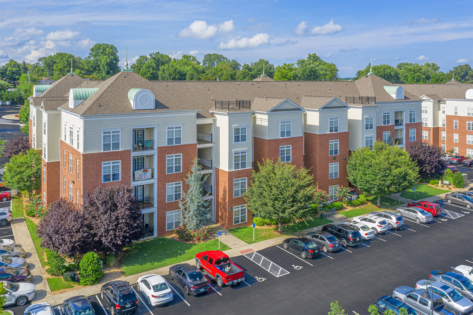 Aerial view of apartment building