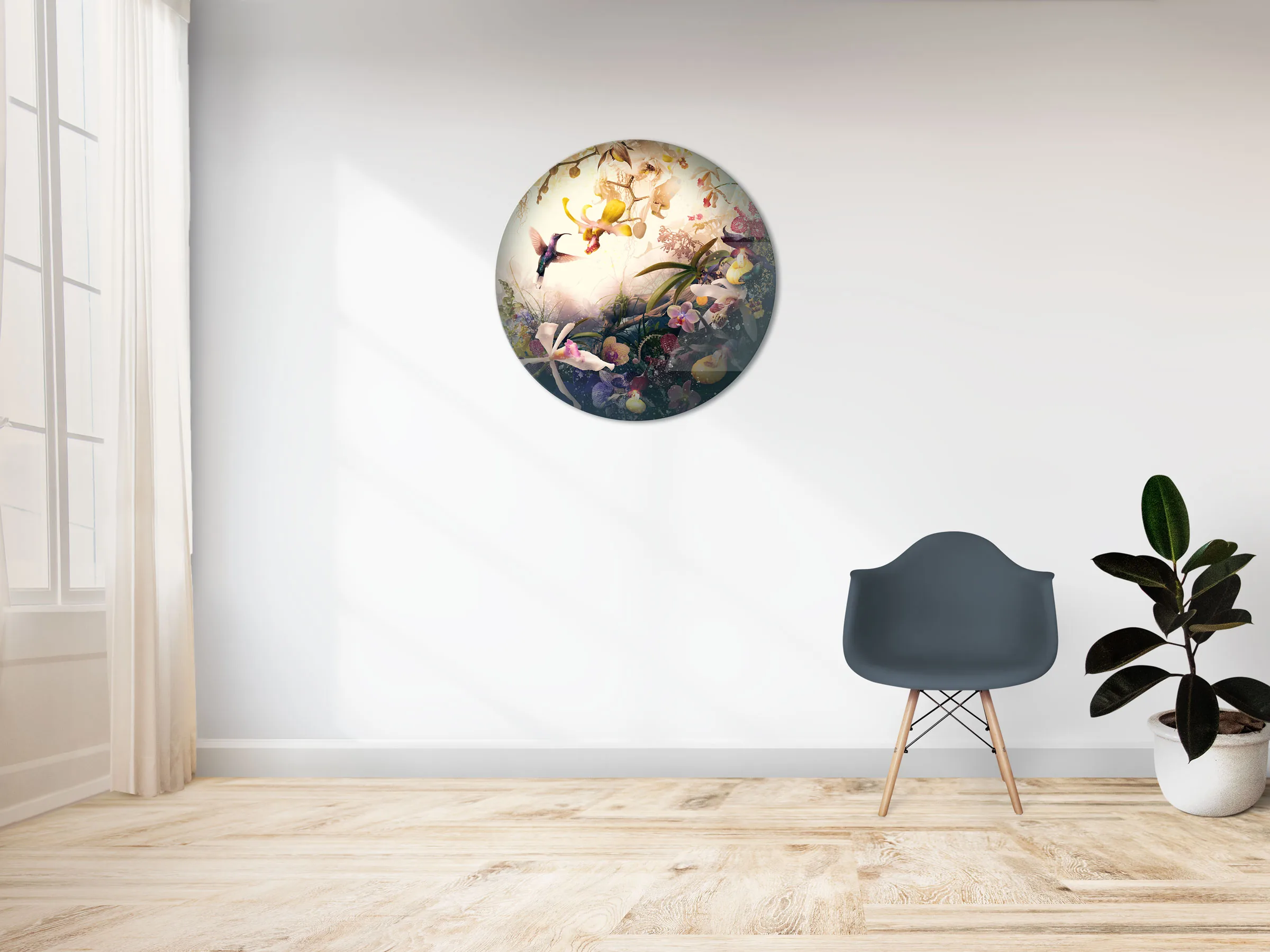 Splendour by Jesper Krijgsman, Ø 80 cm, on a light wall in an interior