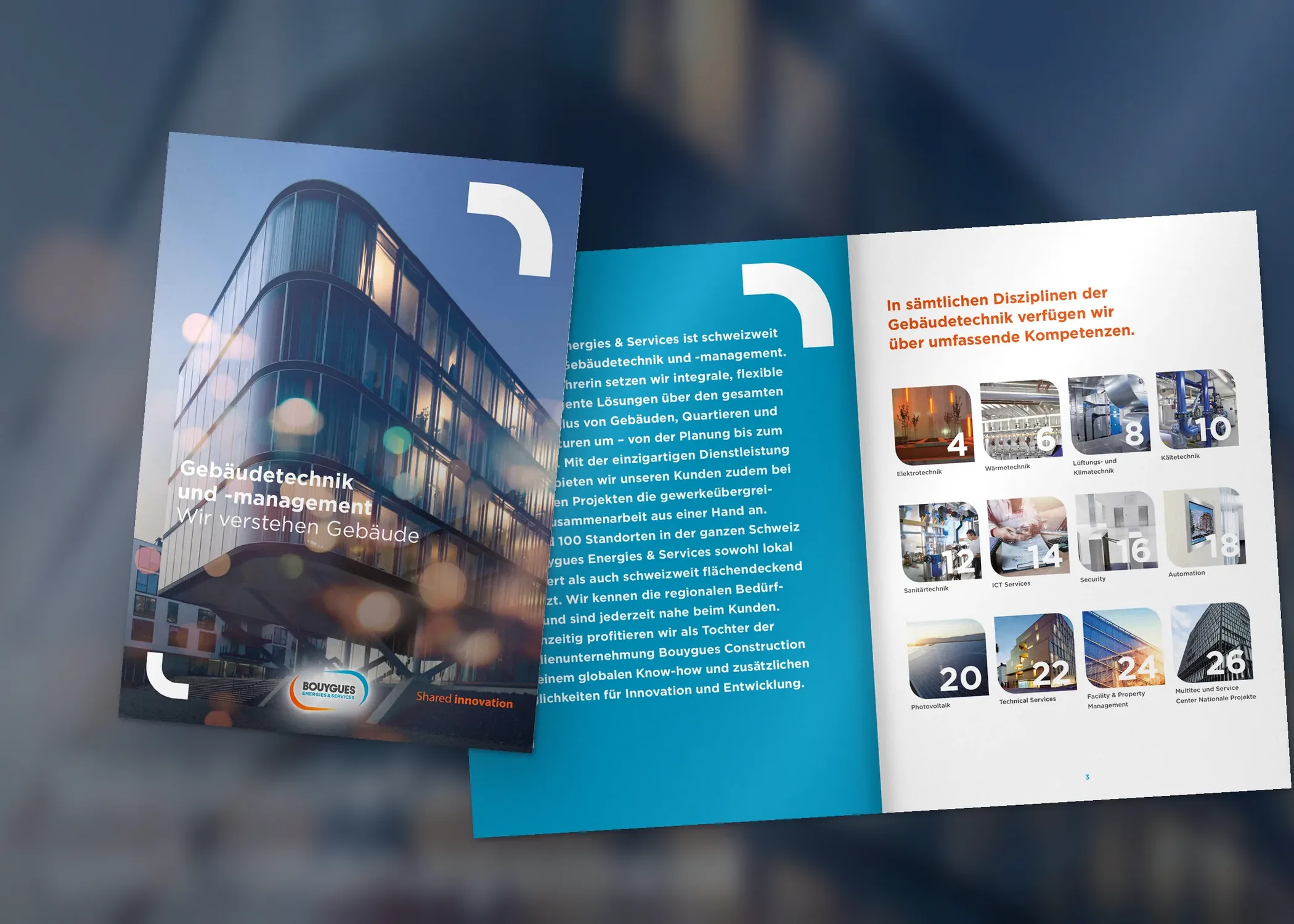 Bouygues E&S brochure cover and spread