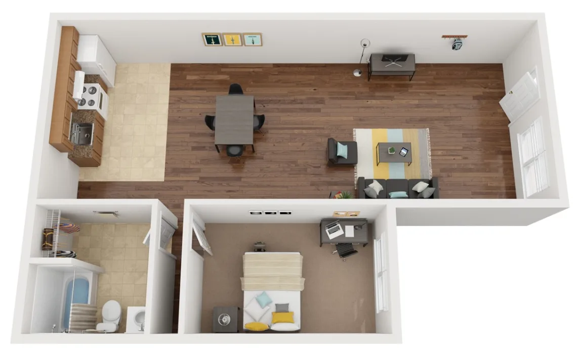 1x1 floor plan