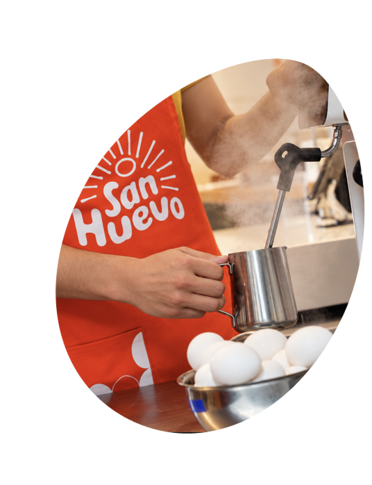 Preparación de huevos con steam wand