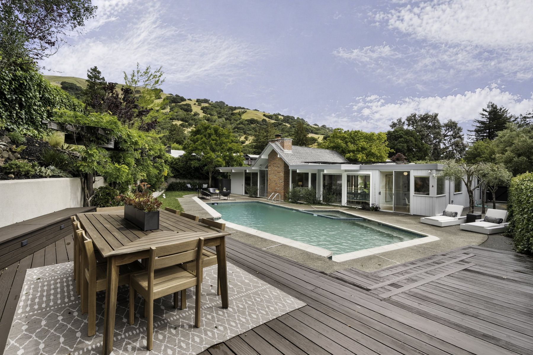 A pool and garden, San Rafael. Real estate photography by Lumiful Media