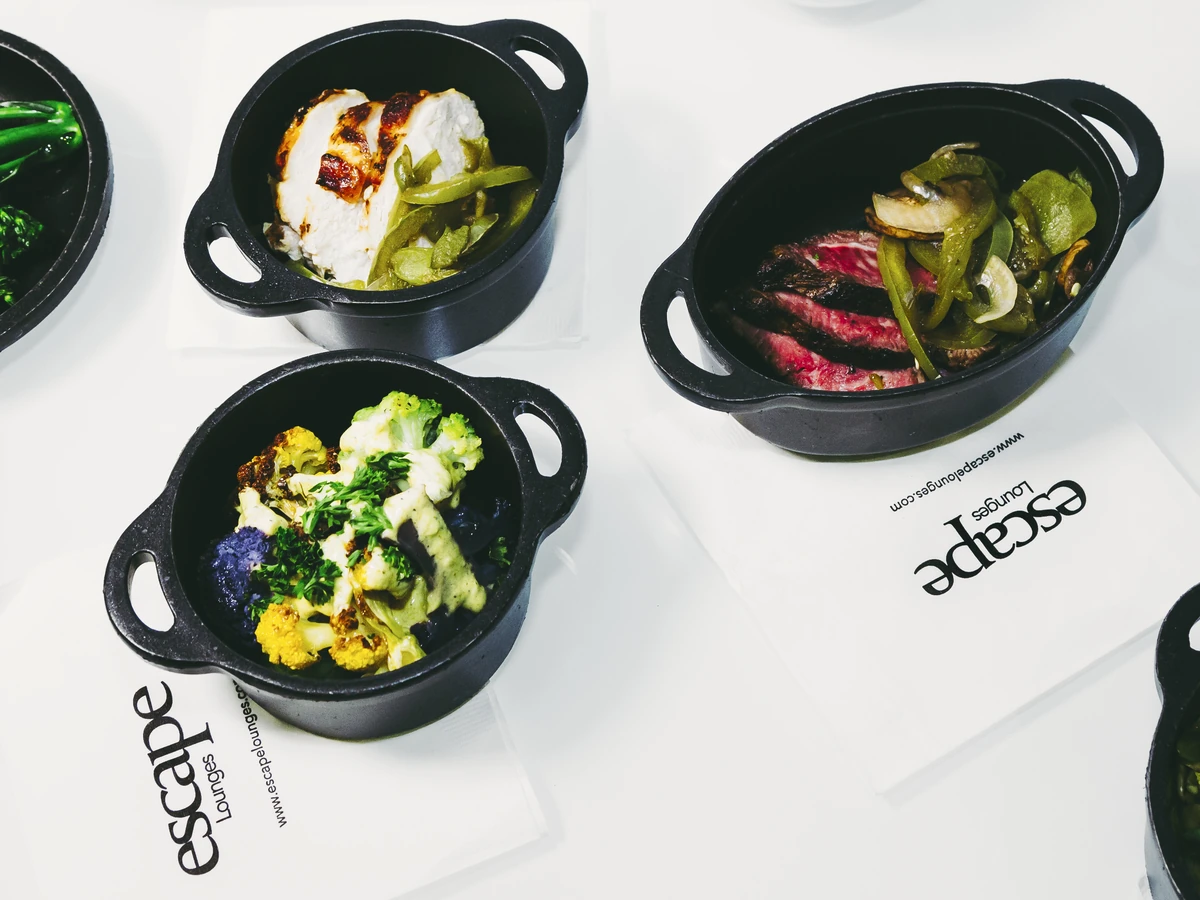 A spread of dishes photographed for Escape Lounges