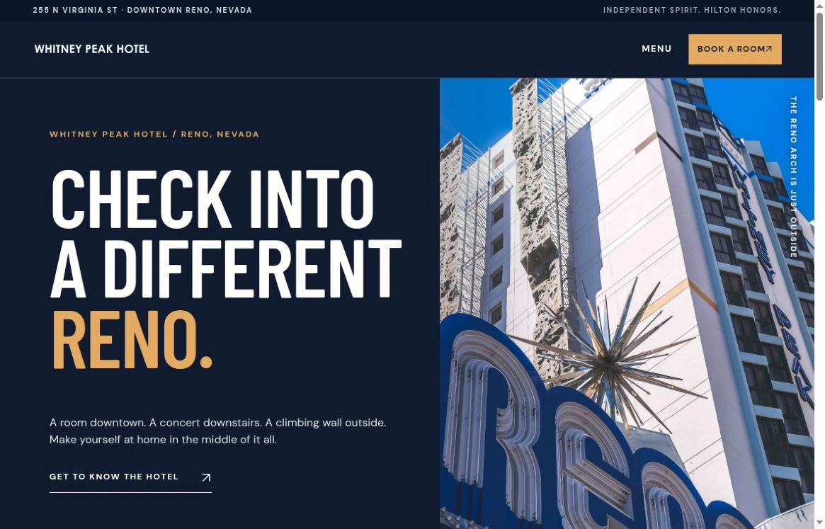 Whitney Peak Hotel desktop website redesign in review
