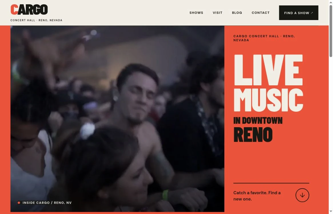 Cargo Concert Hall website, shown in the existing October 2026 portfolio screenshot