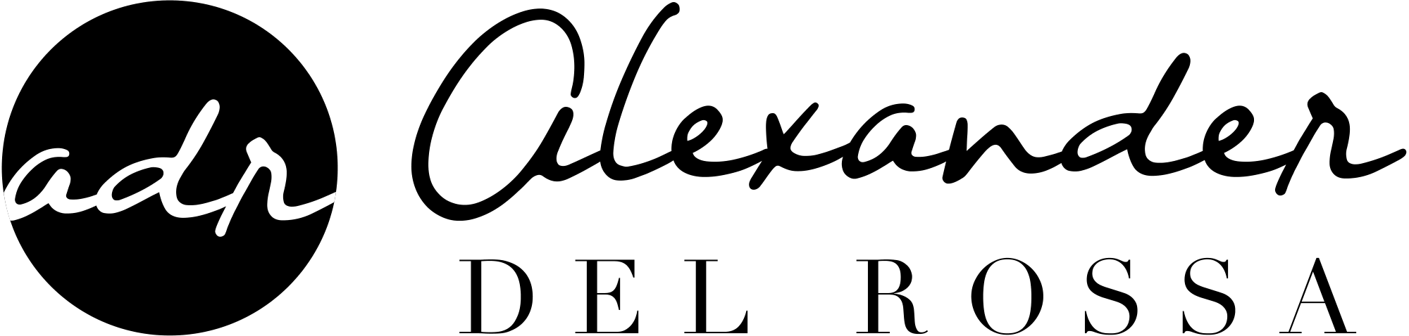Circular ADR monogram beside the Alexander Del Rossa wordmark