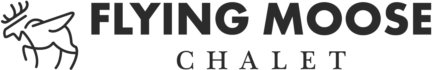 Flying Moose Chalet horizontal logo in black.