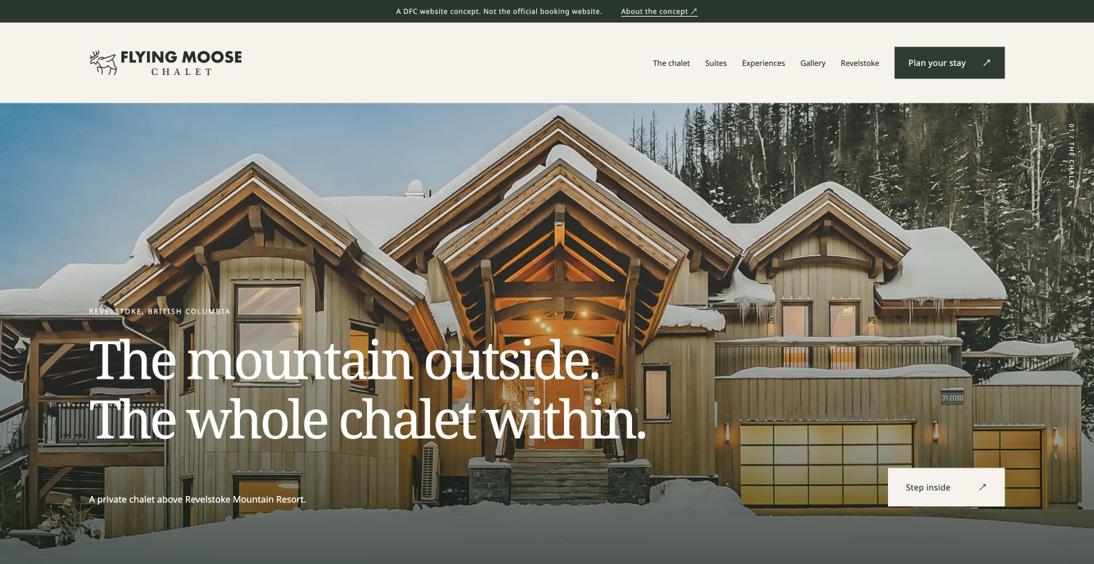 Approved desktop prototype of DFC’s Flying Moose website concept