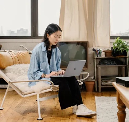 Woman working on a laptop