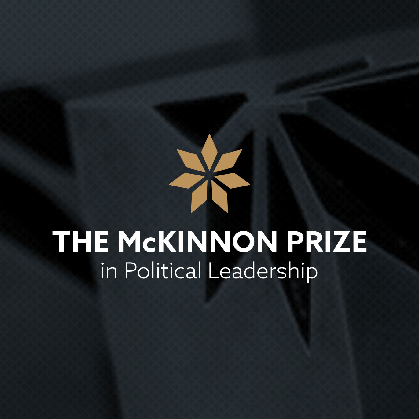 The McKinnon Prize logo with a background of the McKinnon Prize award