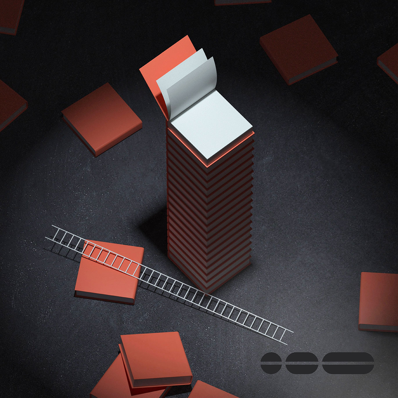 Stack of paper and fallen ladder representing Microsoft templates