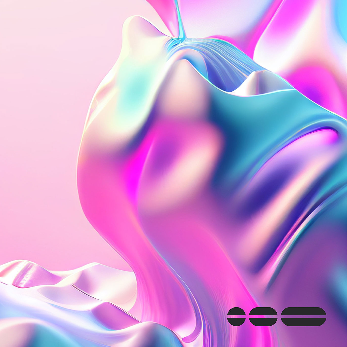 Bright pink, purple and blue abstract image that has a chrome look to it.