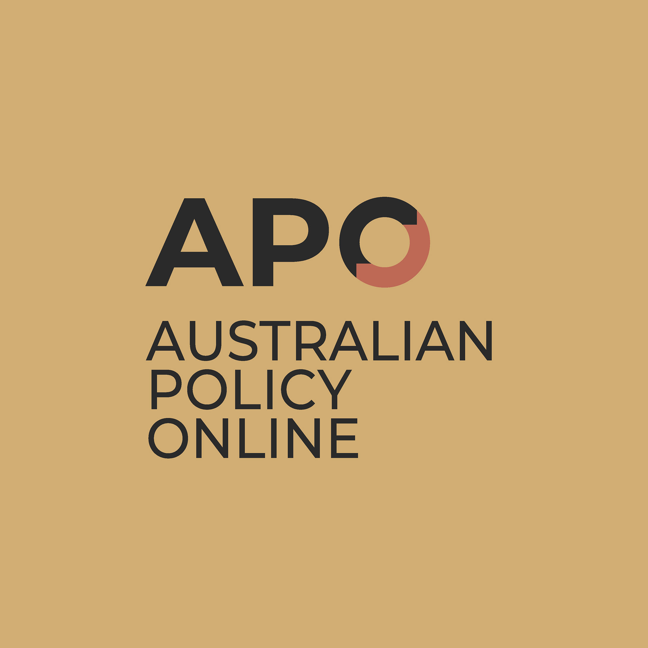 Gold background, with black and red logo, centred vertically and horizontally.