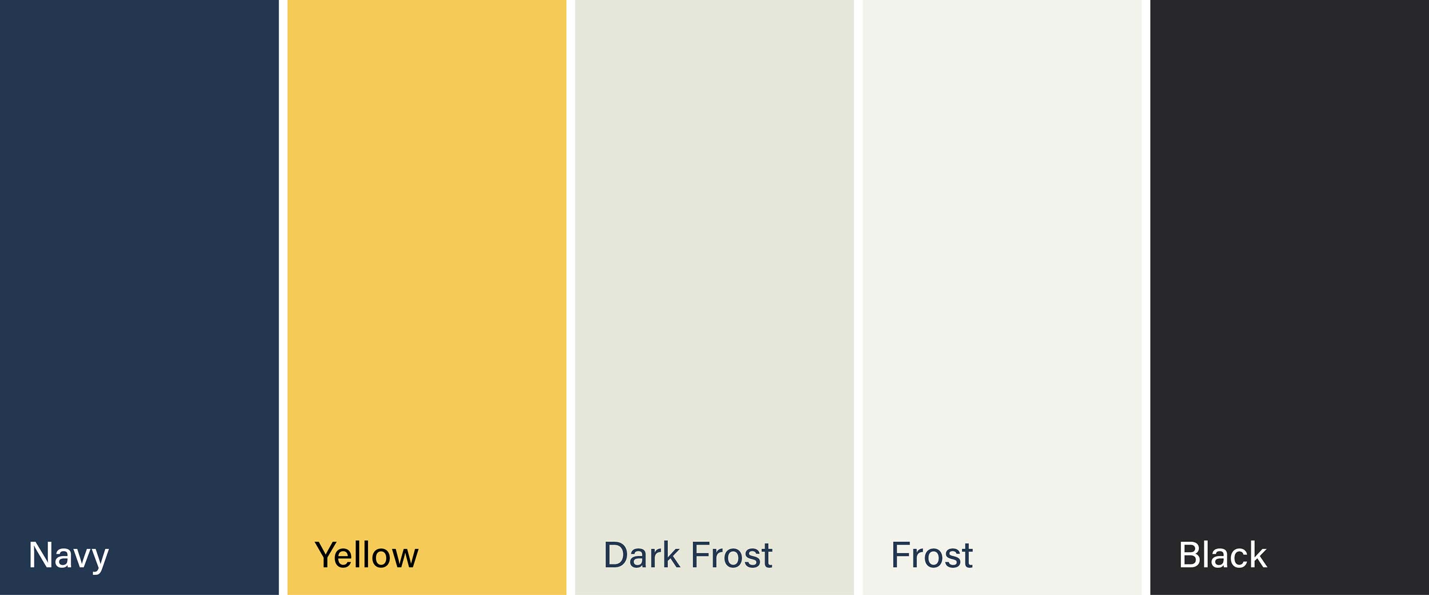Ventura colours - navy, yellow, dark frost, frost and black.