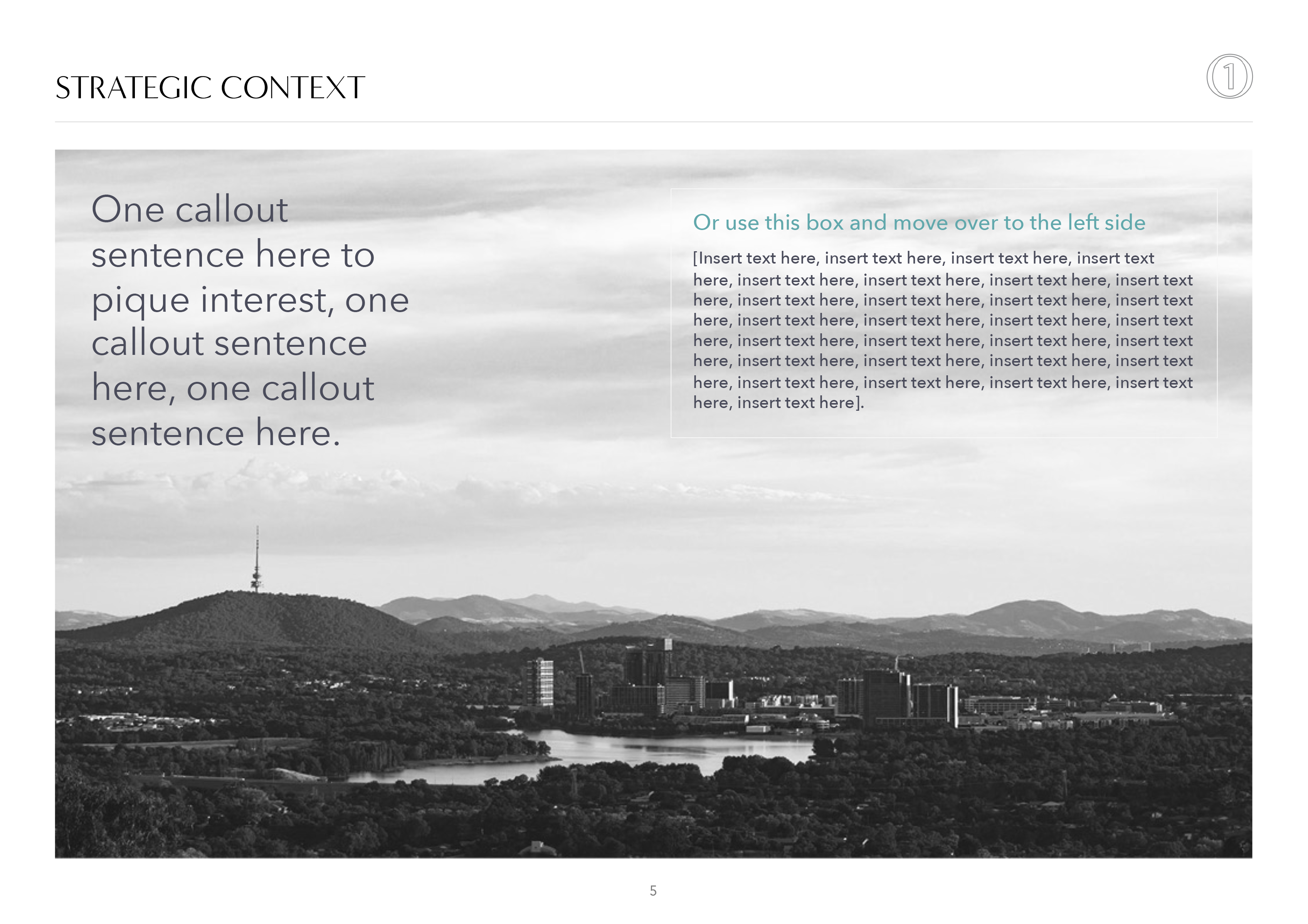 1 and One Consulting - quote page from A4 PowerPoint proposal with image of Canberra in background