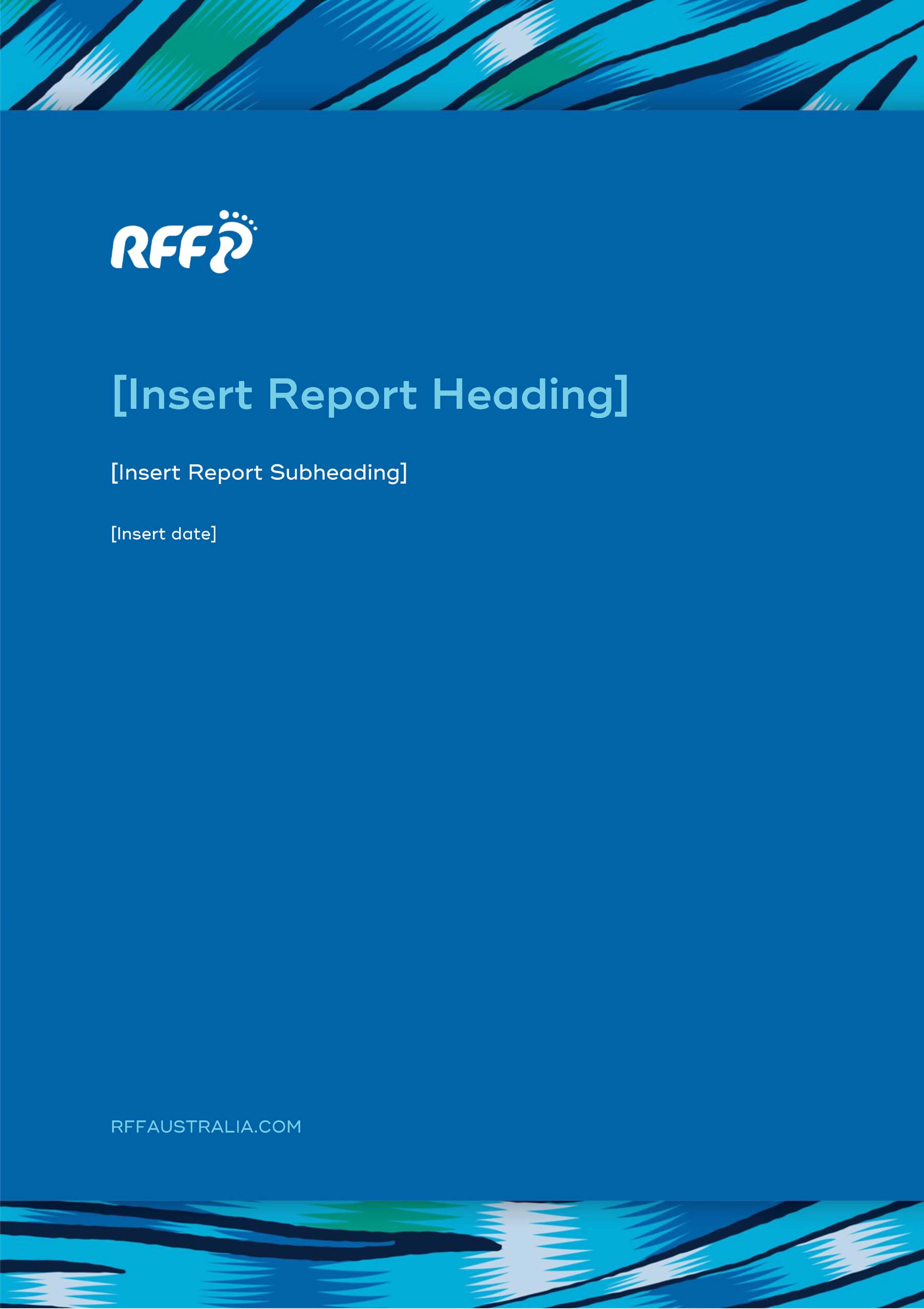RFF Microsoft Word portrait A4 - mid-blue and green front cover with heading and logo
