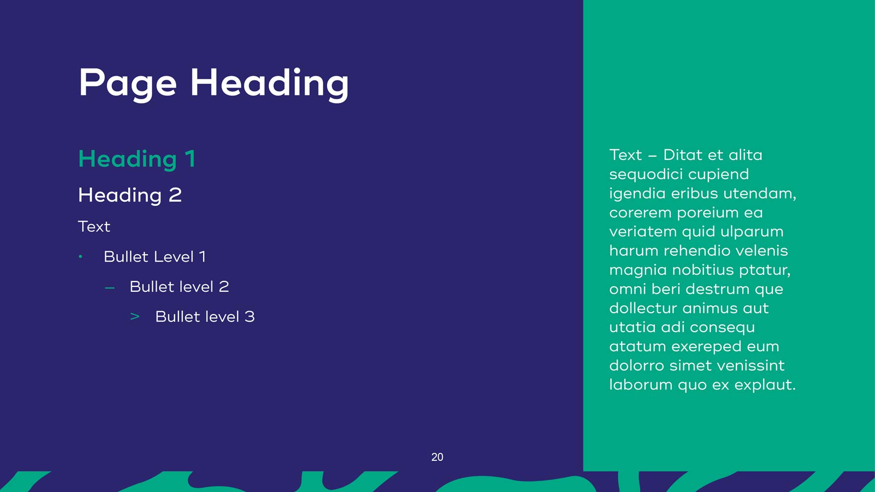 RFF PowerPoint widescreen presentation with green and navy - Two columns of text