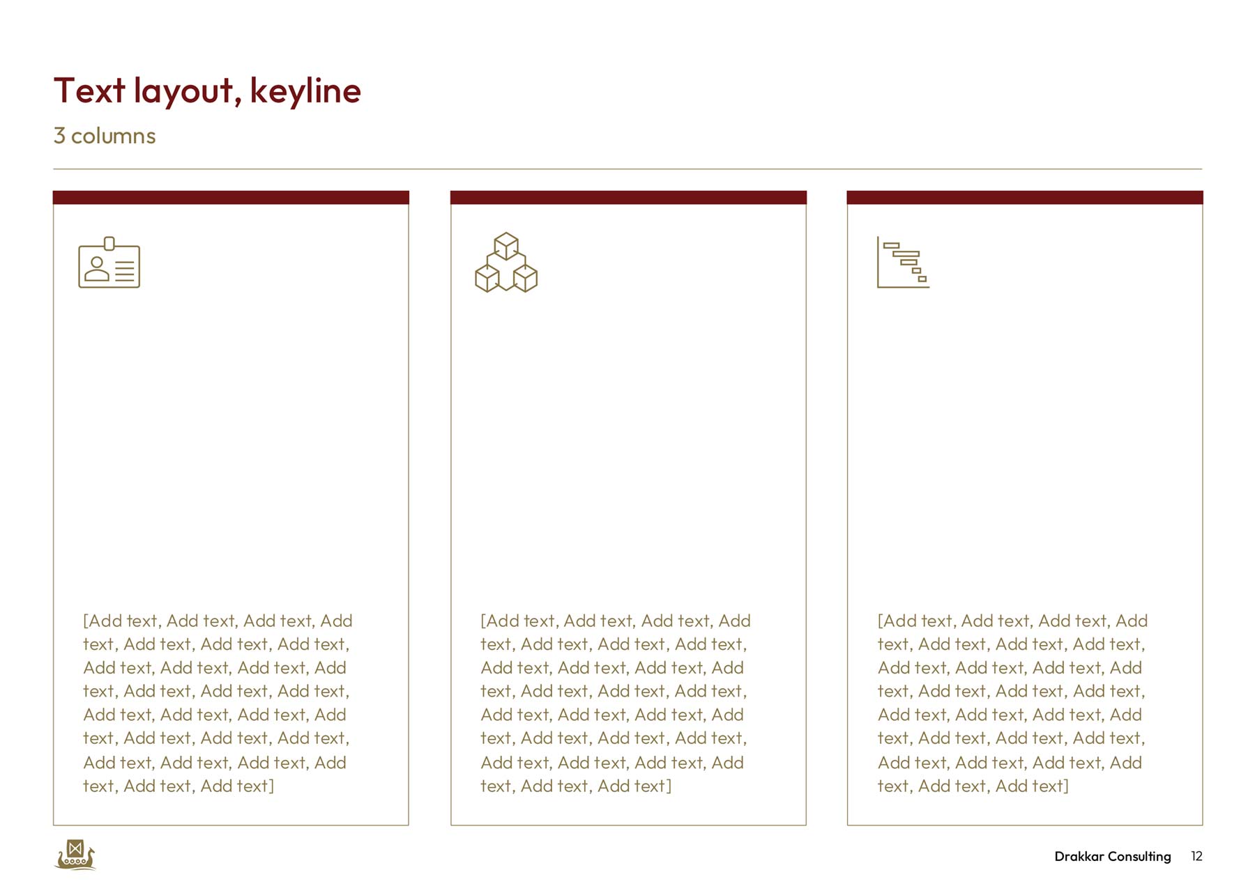Drakkar A4 landscape PowerPoint document - 3 x icon plus text