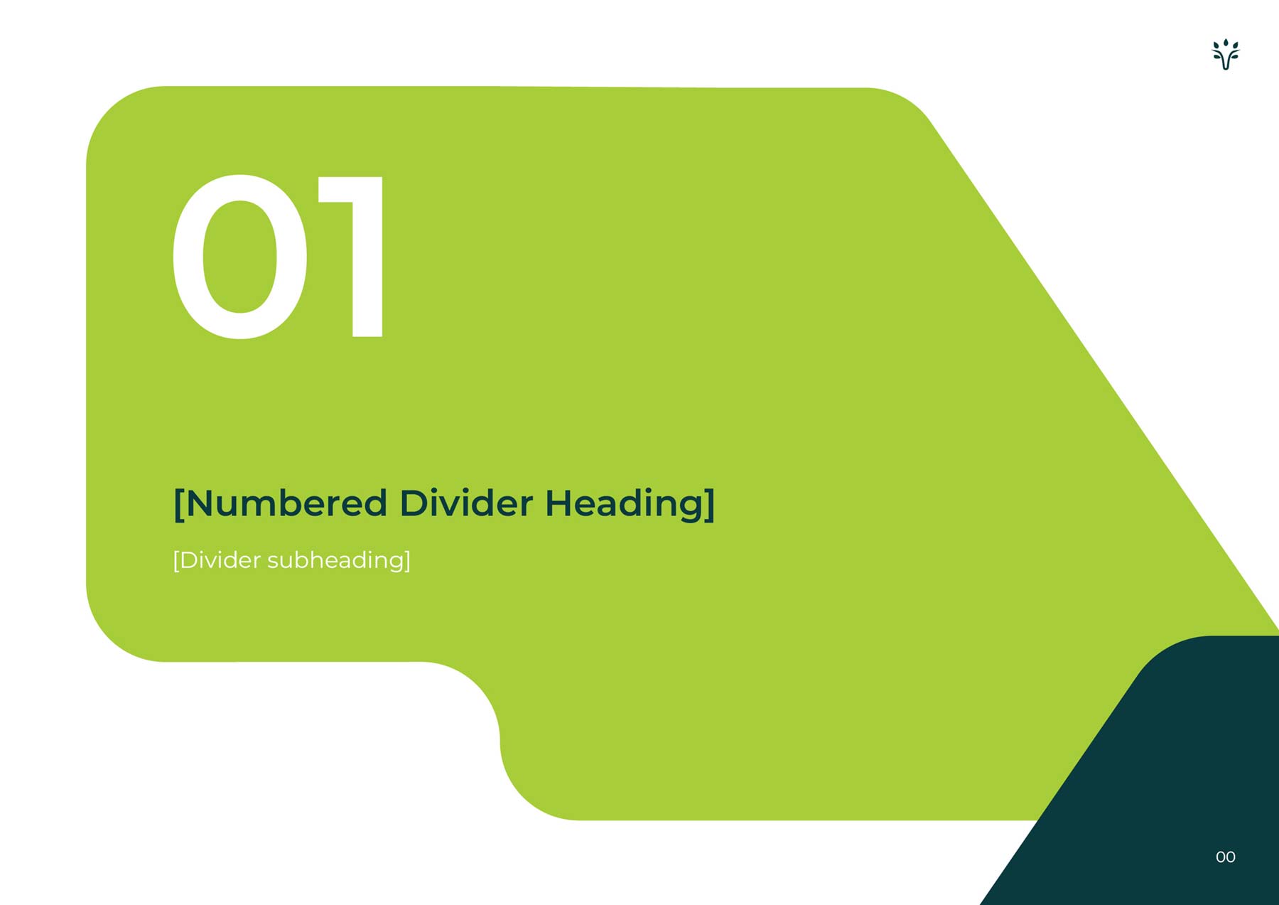 Viridios A4 template divider page - green with forest green branding