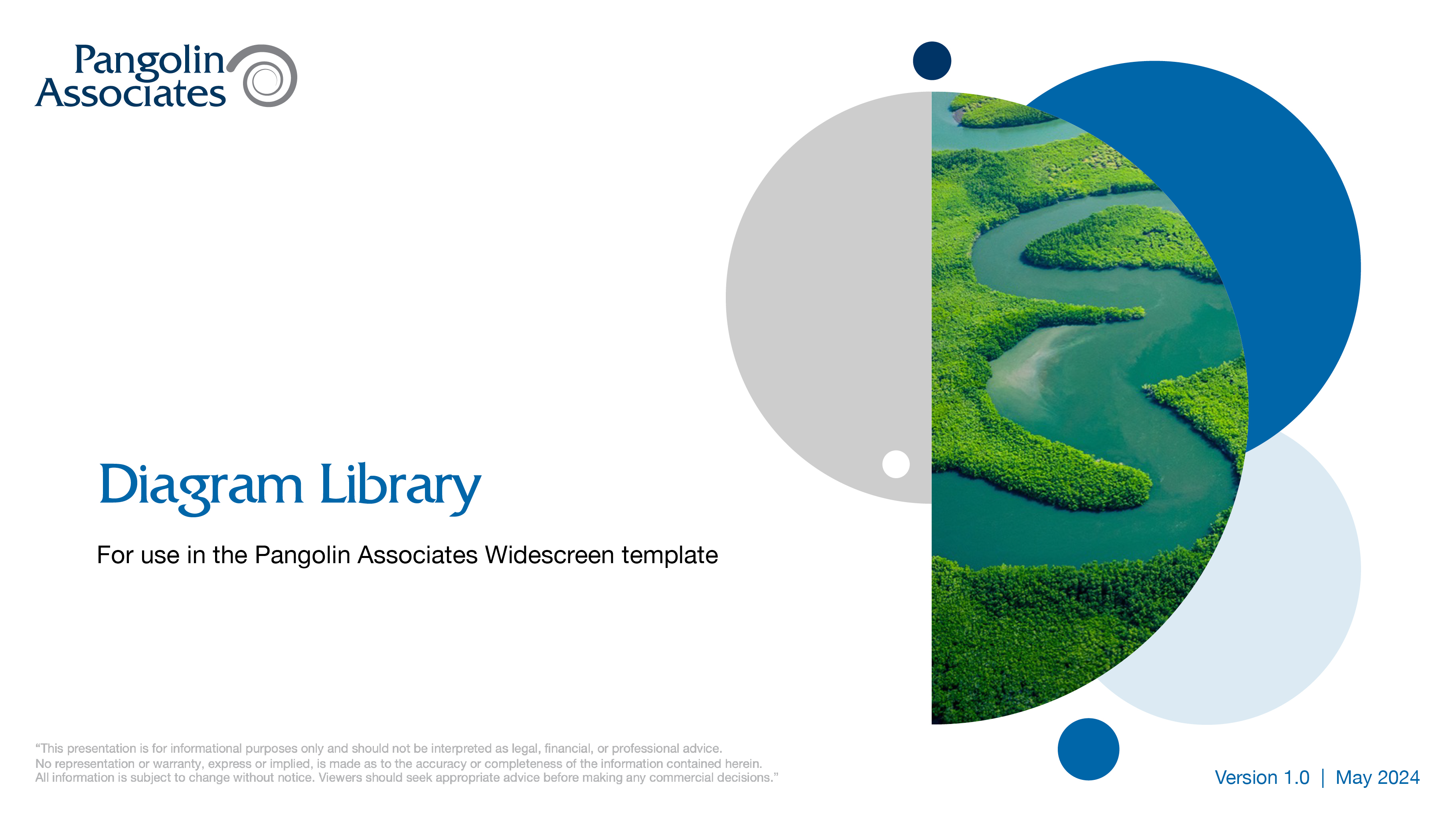 Pangolin widescreen PowerPoint page - front cover page with water/swamp image in half circle