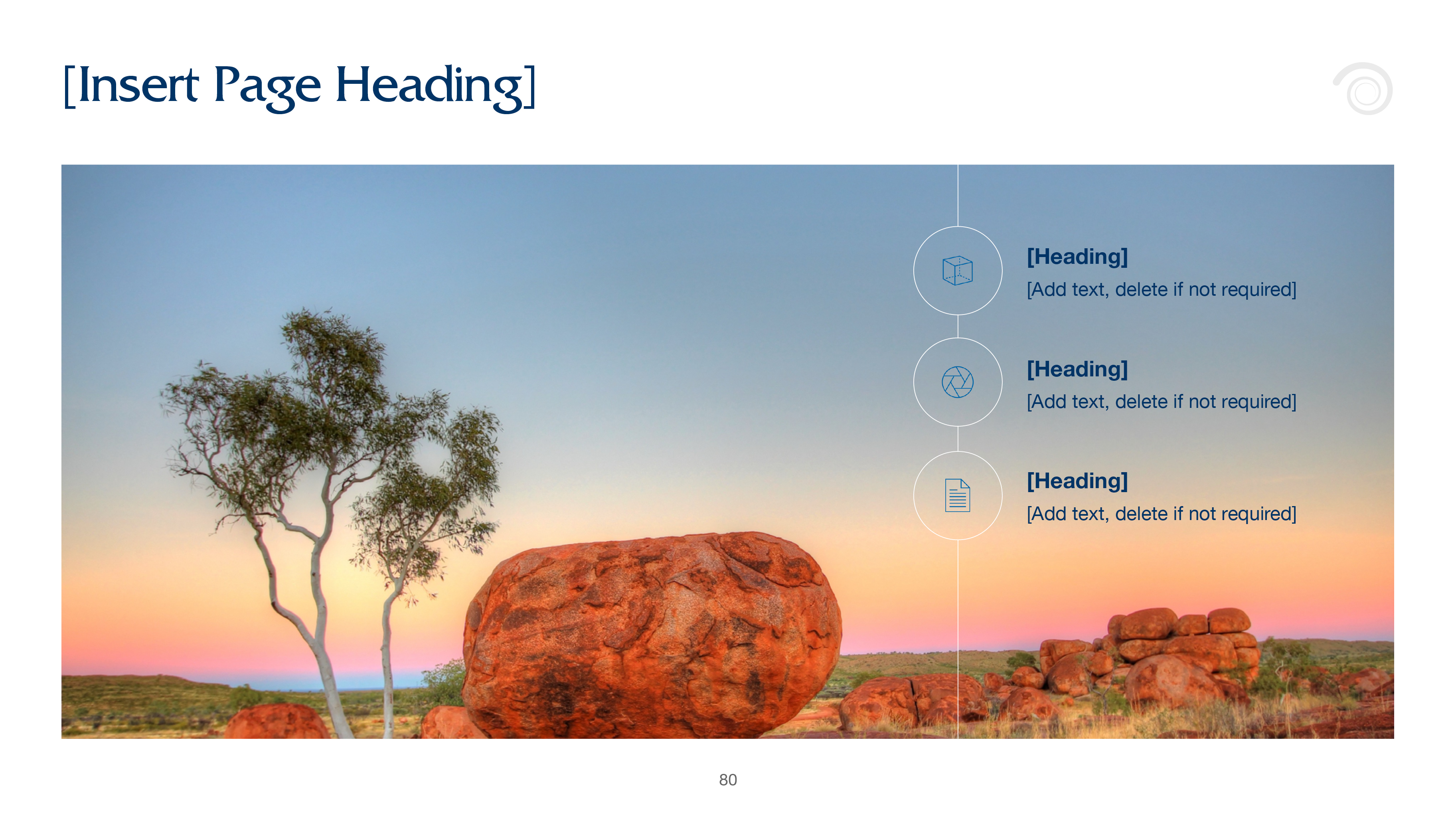 Pangolin widescreen PowerPoint page - image over most of page with text and icons in circles on top of image