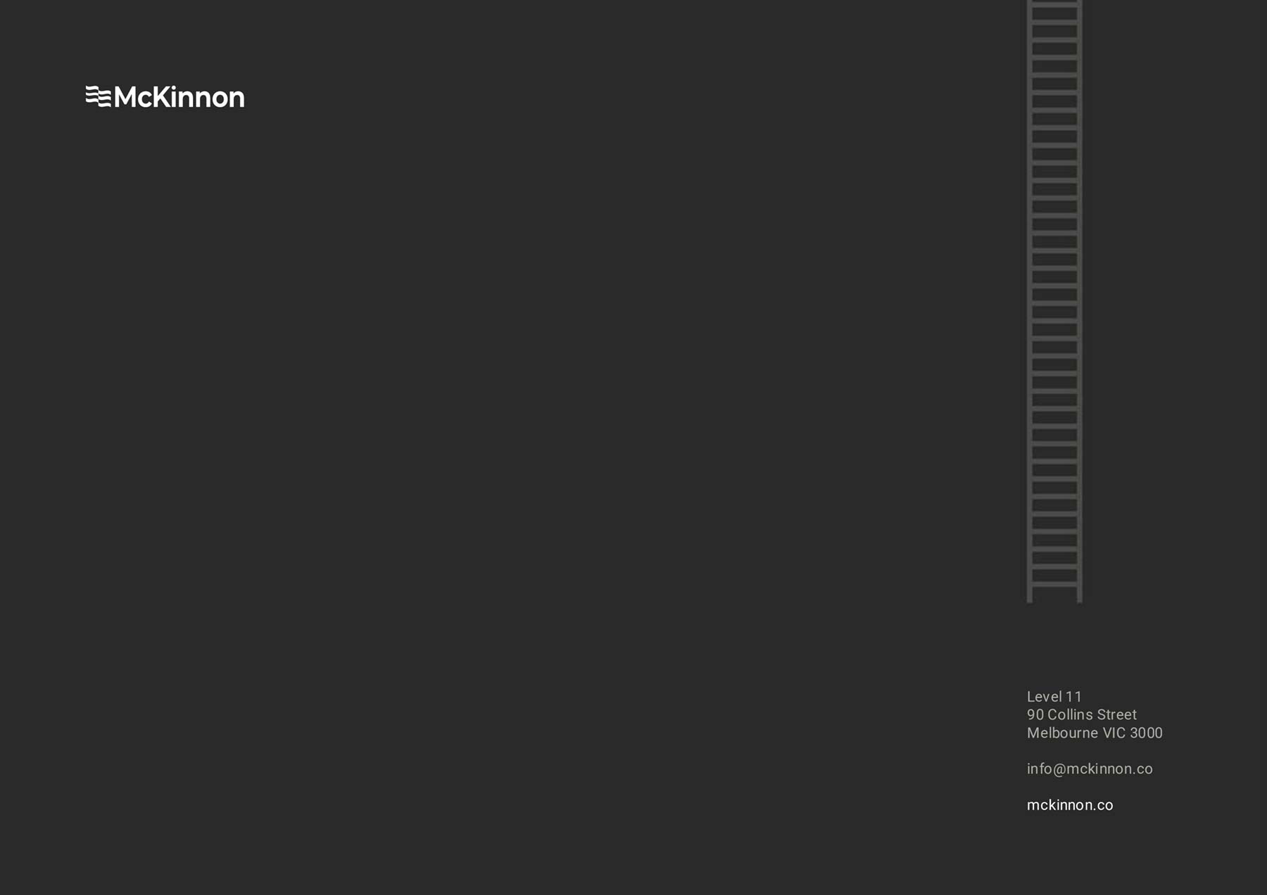 McKinnon A4 PowerPoint template - back cover with ladder, address and logo