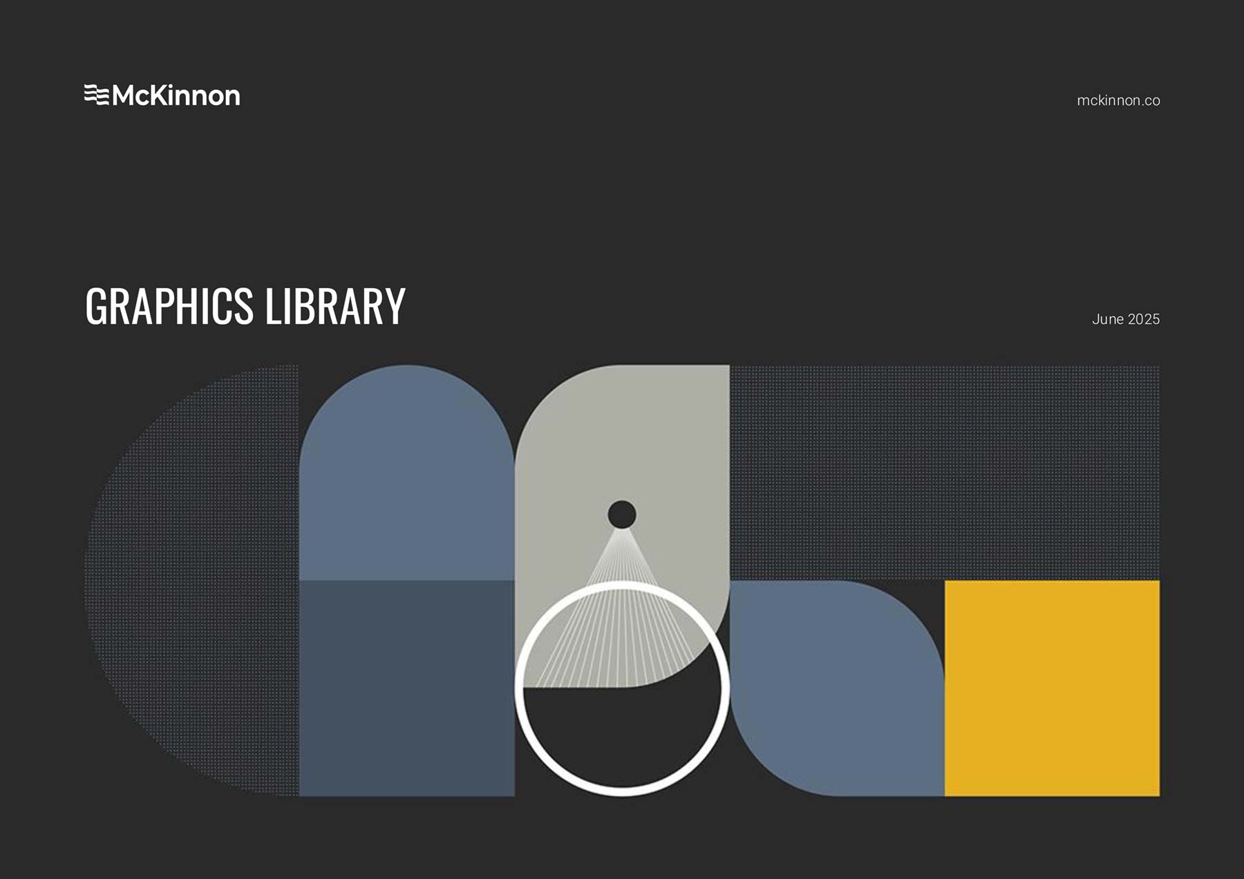 McKinnon A4 PowerPoint template - front cover with geometric shapes and heading and logo