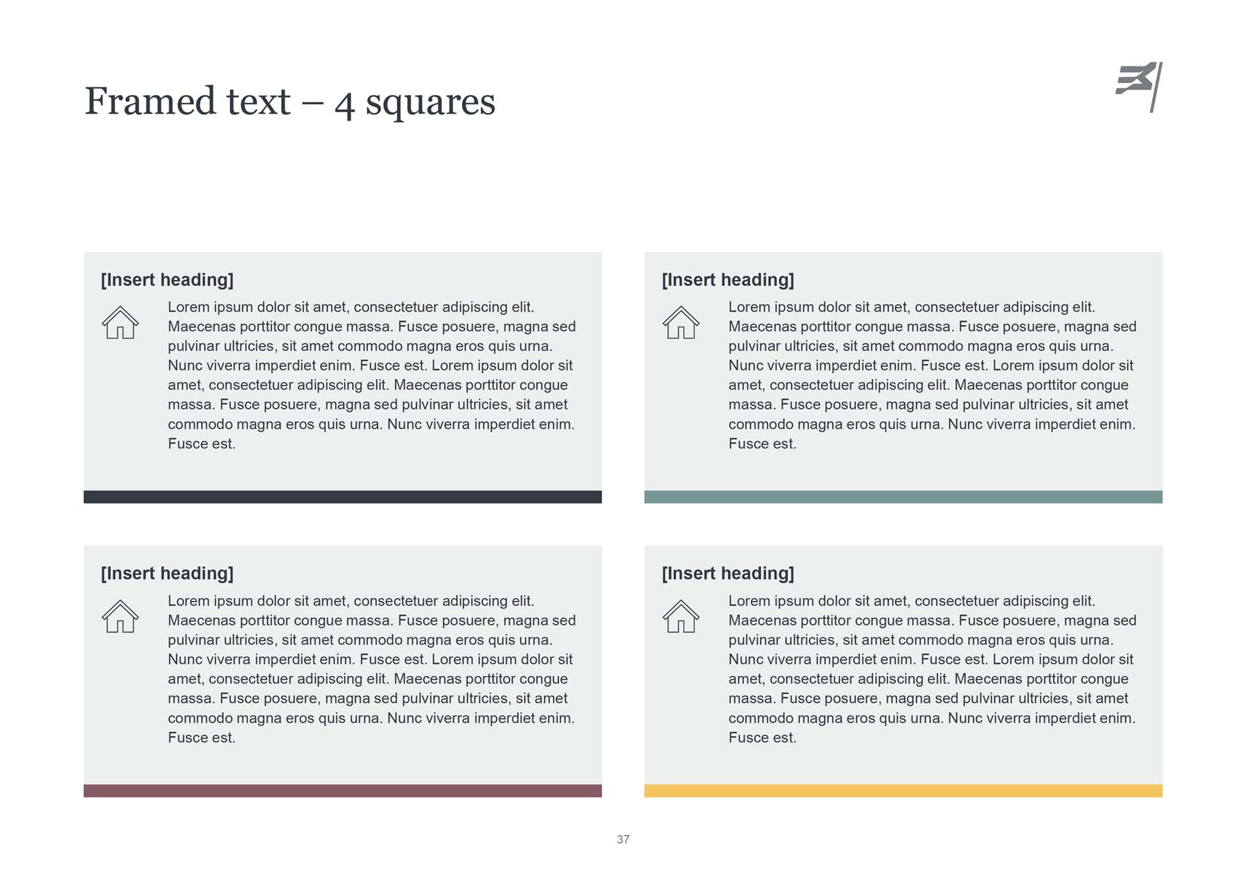 Susan McKinnon Foundation A4 landscape PowerPoint page - page with 4 icon and text boxes